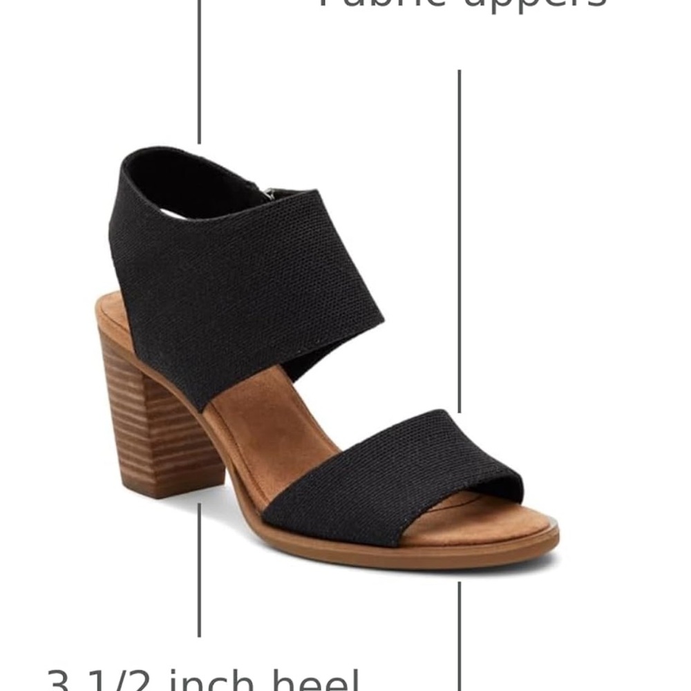 Brand new. TOMS Black and Tan Sandals. - Picture 4 of 6